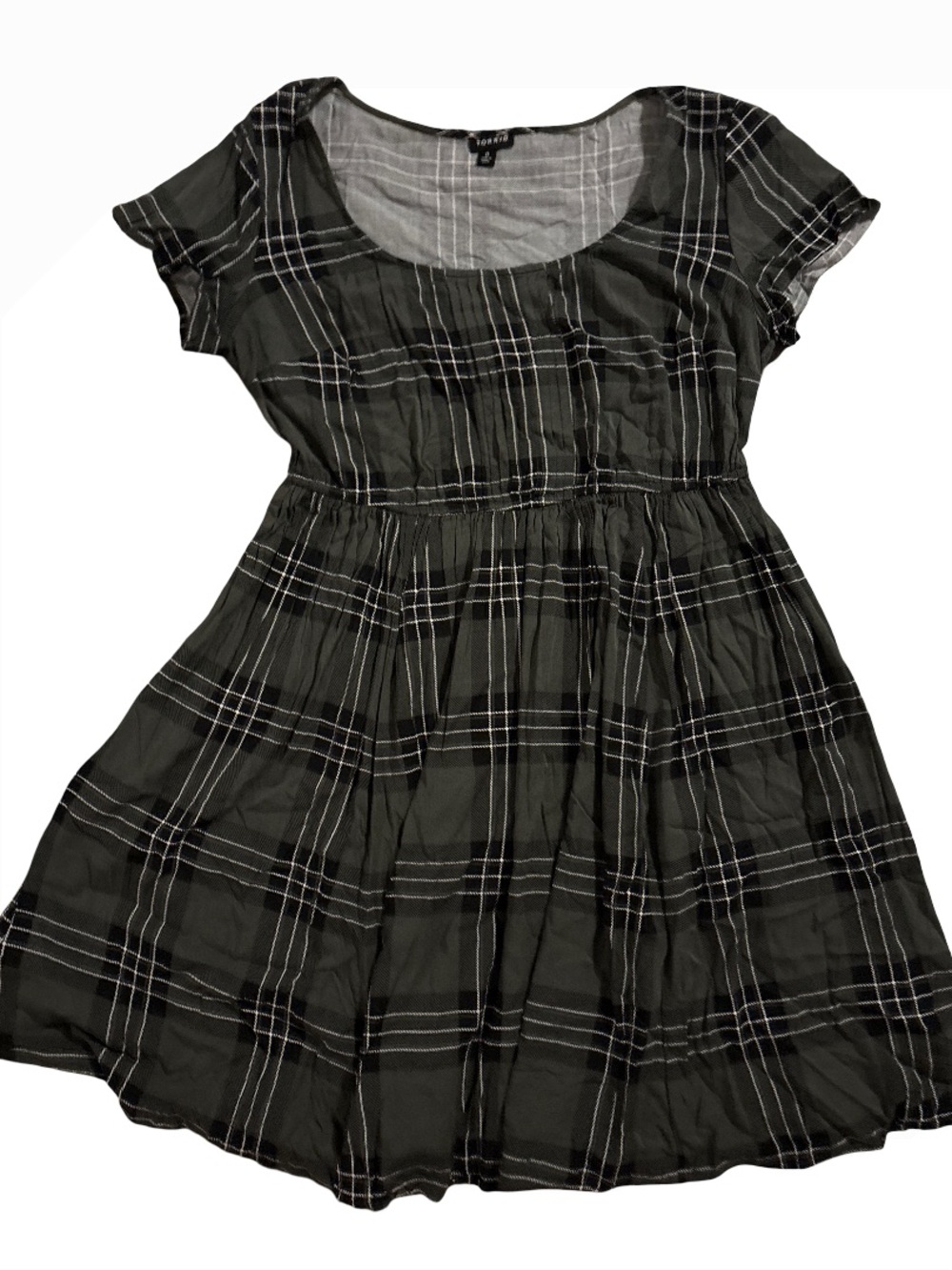 torrid Black and Green Plaid Short Sleeve Dress